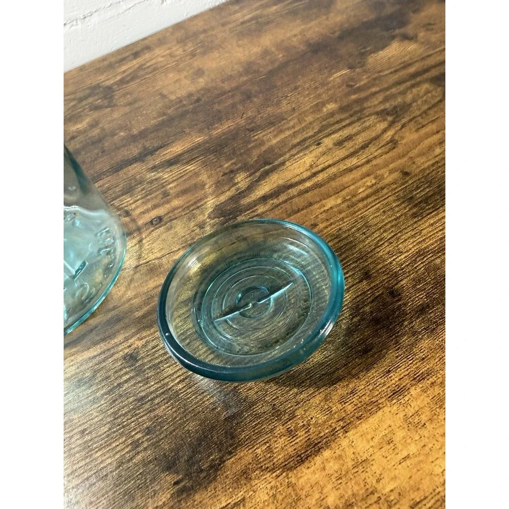 Antique Atlas E-Z Seal Aqua Blue Glass Canning Jar Wire Bail Glass Lid